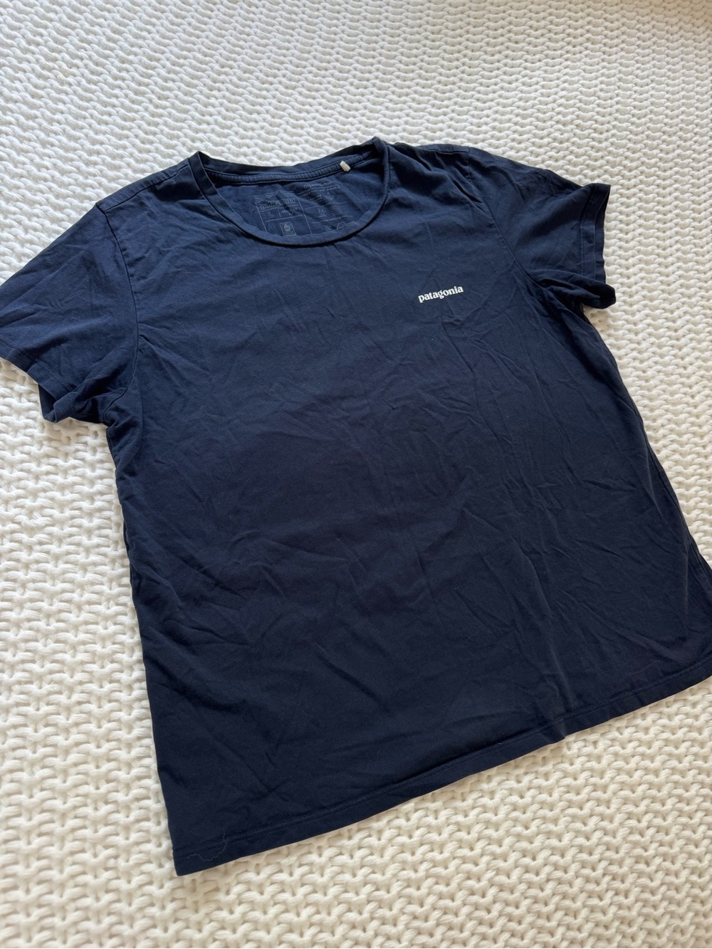 Patagonia Women’s Short Sleeve Tee in Navy with White Logo